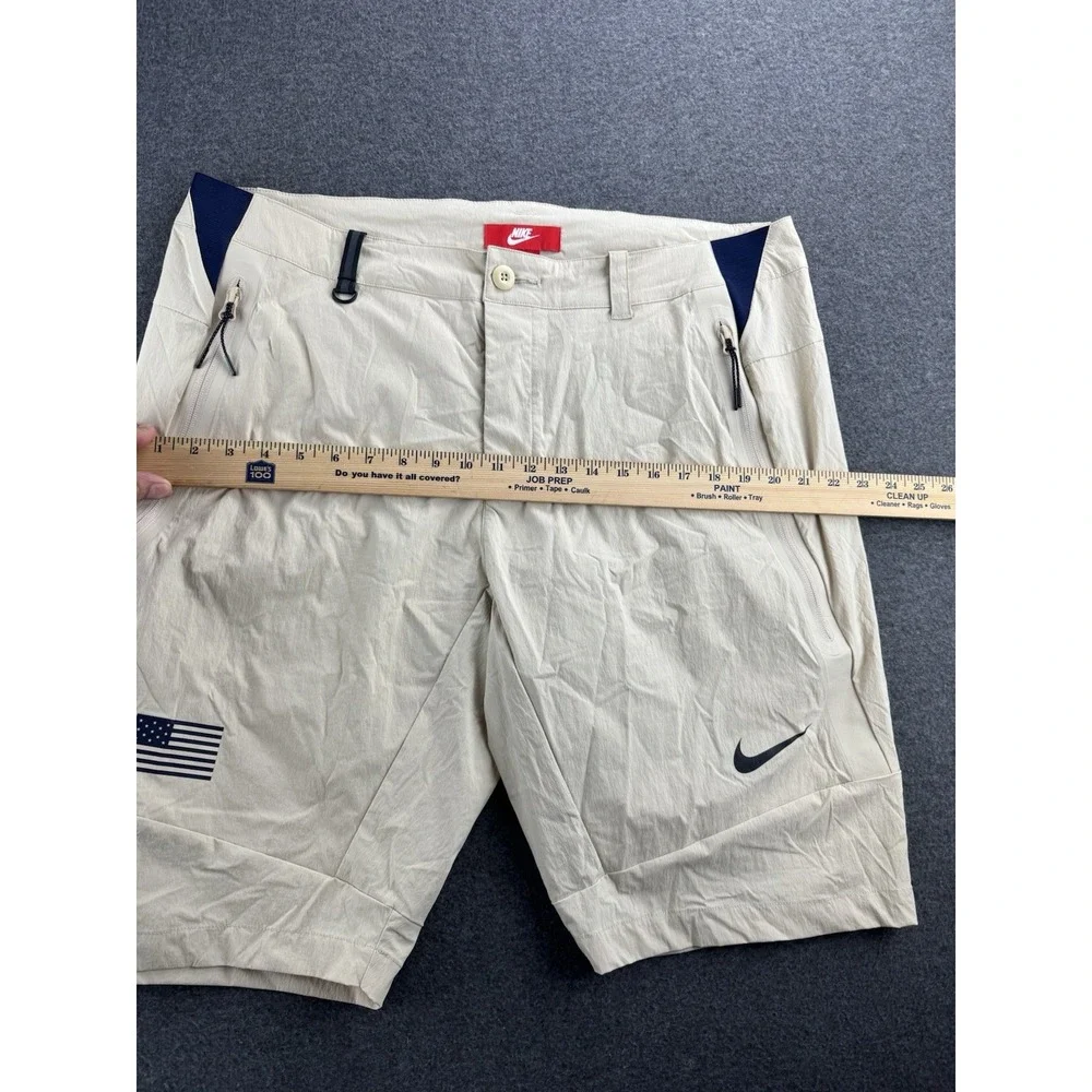 Nike Shorts Mens Size 38 USA Olympic Flag Swoosh Sports Outdoor 812246-201 Beige